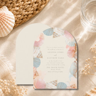 Élégante invitation de mariage coquillage côtier