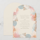 Élégante invitation de mariage coquillage côtier (Devant / Derrière)