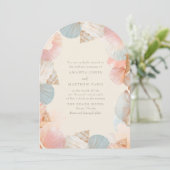 Élégante invitation de mariage coquillage côtier (Debout devant)