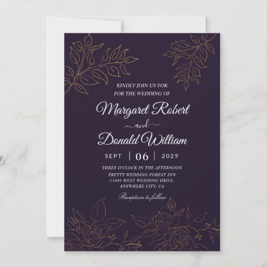 Elégante invitation de mariage de luxe (Devant)