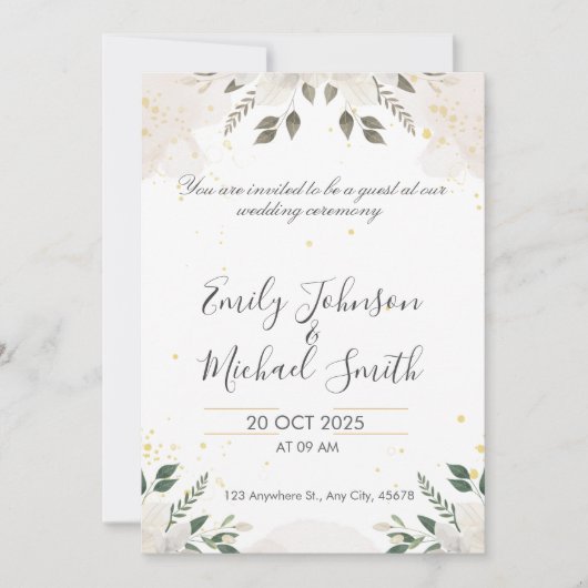 Elégante invitation de mariage - Design moderne (Devant)