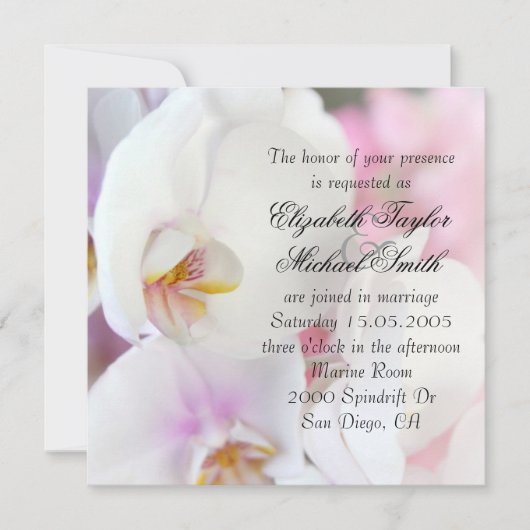 Elégante invitation de mariage d'orchidée blanche (Devant)