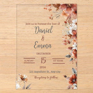 Élégante invitation de mariage en acrylique