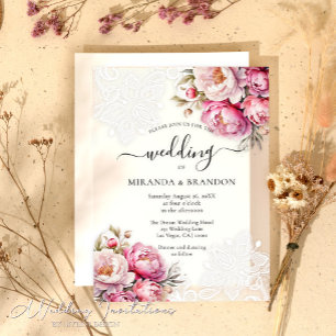 Élégante invitation de mariage en dentelle florale