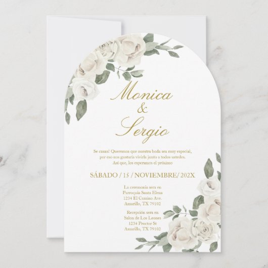 Elégante invitation de mariage en espagnol (Devant)