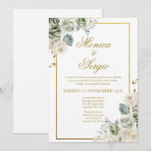 Elégante invitation de mariage en espagnol (Devant / Derrière)
