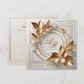 Élégante invitation de mariage en or et ivoire (Devant / Derrière)