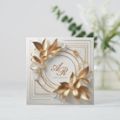 Élégante invitation de mariage en or et ivoire (Debout devant)