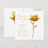Élégante invitation de mariage Fleur Dorée (Devant / Derrière)