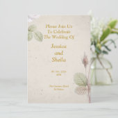 Elégante invitation de mariage, fleurs simples (Debout devant)