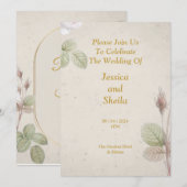 Elégante invitation de mariage, fleurs simples (Devant / Derrière)