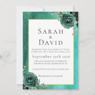 Élégante invitation de mariage florale aquarelle v