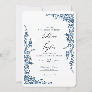 Élégante invitation de mariage florale avec dorure