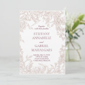 Élégante invitation de mariage florale beige minim (Debout devant)