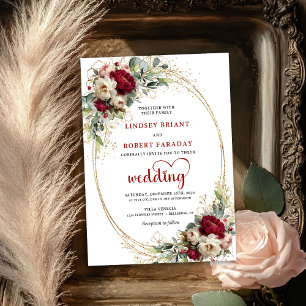 Élégante invitation de mariage florale boho Bourgo