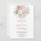 Élégante invitation de mariage florale boho rose c (Devant)