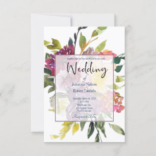Élégante invitation de mariage florale bordeaux
