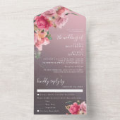 Élégante invitation de mariage florale en or rose  (À l'intérieur)