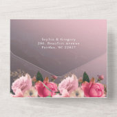 Élégante invitation de mariage florale en or rose  (Verso)