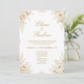 Élégante invitation de mariage florale espagnole e (Debout devant)