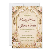 Élégante invitation de mariage florale et dorée vi