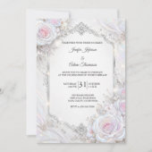 Élégante invitation de mariage florale iridescente (Devant)