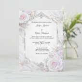 Élégante invitation de mariage florale iridescente (Debout devant)