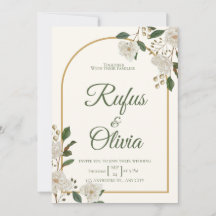 Élégante invitation de mariage florale ivoire | Ve