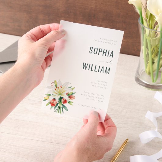 Élégante invitation de mariage florale noire (Ordinateur de poche)