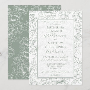 Élégante invitation de mariage florale verte dessi