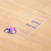 Élégante invitation de mariage florale violette (Poser)
