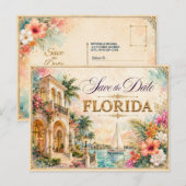 Élégante invitation de mariage Florida Save the Da (Devant / Derrière)