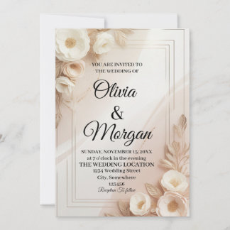Élégante invitation de mariage Herbe de la Pampa F