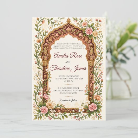 Élégante invitation de mariage indien (Debout devant)