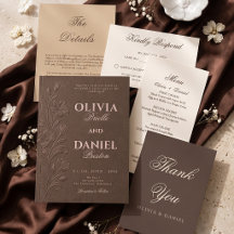 Élégante invitation de mariage marron chocolat ave