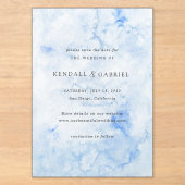 Élégante invitation de mariage moderne bleu à cons (Recto)