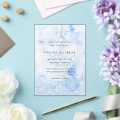 Élégante invitation de mariage moderne bleu à cons (Insitu (Mariage))