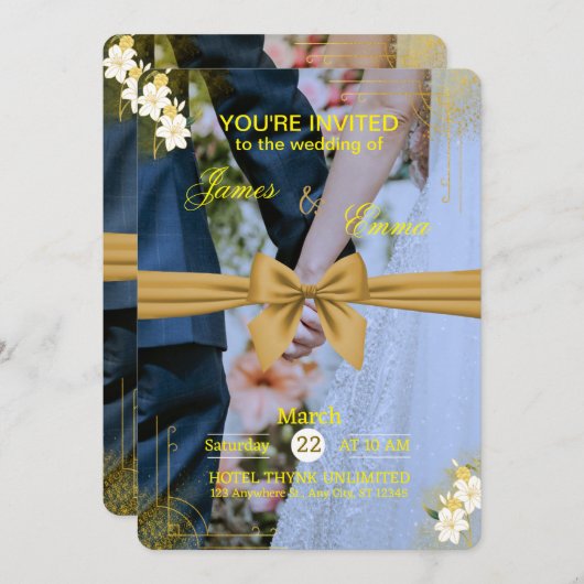 Élégante invitation de mariage modifiable (Devant / Derrière)