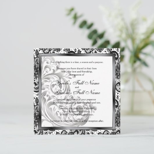 Elégante invitation de mariage - Noir (Debout devant)