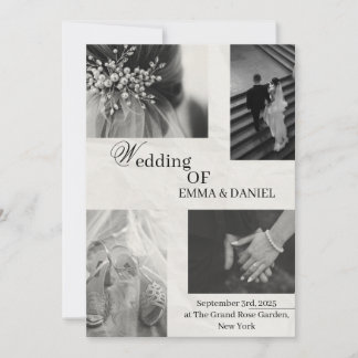 Elégante invitation de mariage - Noir & Blanc