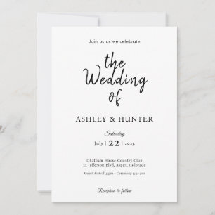Élégante invitation de mariage noir et blanc