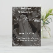 Élégante invitation de mariage noir et blanc | Cla (Debout devant)