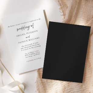 Élégante invitation de mariage noir et blanc forme