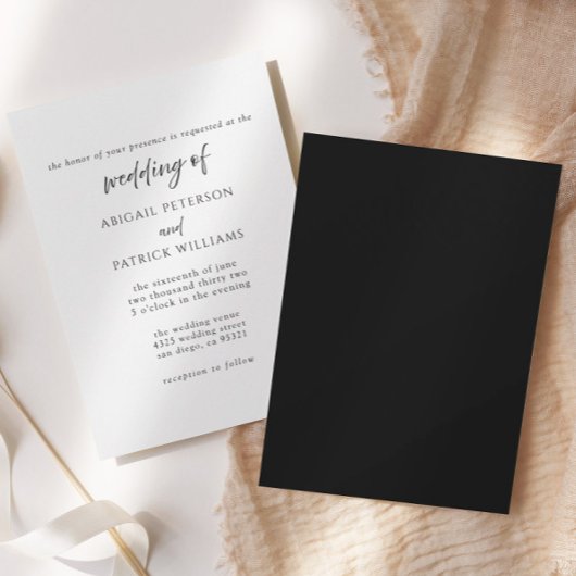 Élégante invitation de mariage noir et blanc forme