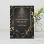 Élégante invitation de mariage noir et or (Debout devant)