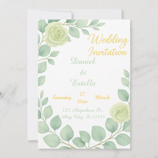 Elégante invitation de mariage personnalisée avec  (Dos)