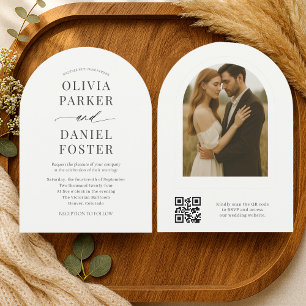 Élégante invitation de mariage photo avec QR code