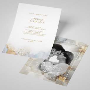 Élégante invitation de mariage photo en marbre d'a