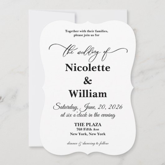 Élégante invitation de mariage propre (Devant)