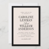 Élégante invitation de mariage recto-verso noire (Devant)